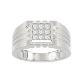 Sterling Silver Diamond Ring For Men 0.35Ct Round Cut Square Cluster Mens Ring Fine Jewelry Gift For Him