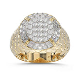 MEN'S RING 1.00CT ROUND/BAGUETTE DIAMOND 10K YELLOW GOLD
