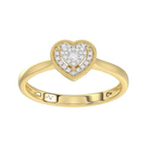 10K Yellow Gold Heart Diamond Ring For Women 0.10Ct Round Diamond Heart Ring