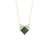 LADIES PENDANT 1.45CT ROUND/GREEN EMERALD PRINCESS DIAMOND 14K YELLOW GOLD (GREEN EMERALD PRINCESS 1.32CT)
