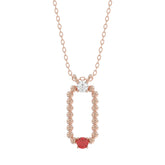 14K Rose Gold 0.15Ct Ruby & Diamond Necklace For Women Natural Round Ruby Ladies Fine Jewelry