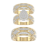LADIES TRIO SET 1.33CT ROUND DIAMOND 10K YELLOW GOLD