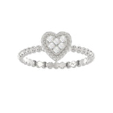 Ladies 0.10Ct Round Diamond Halo Heart Ring Sterling Silver Stylish Women’S Engagement & Promise Ring