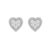 Sterling Silver Diamond Heart Stud Earrings 0.20Ct Round Cut Diamonds