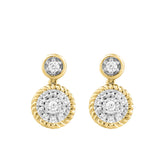 LADIES EARRINGS 0.13CT ROUND DIAMOND 14K YELLOW GOLD