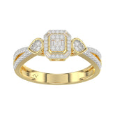 Elegant 10K Yellow Gold Ladies Diamond Ring Featuring Modern Octagon Shape With Baguette And Round Diamond 0.20 Ct Perfect Gift For Her.