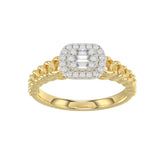 14K Yellow Gold Fashion Ladies Ring with 0.20 CT Round/Baguette Cut Diamond