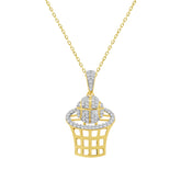 LADIES PENDANT WITH CHAIN 0.16CT ROUND DIAMOND 10K YELLOW GOLD