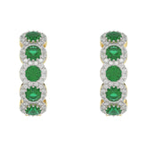 14K Yellow Gold 3.62Ct Emerald And Round Diamond Hoop Earrings For Women. A Refined Luxury Jewelry Design Perfect For Gifting Or Special Events.