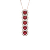 LADIES PENDANT 1.80CT ROUND/RUBY ROUND DIAMOND 14K ROSE GOLD (ROUND RUBY 1.40CT)