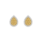 10K Yellow Gold 0.20Ct Ladies Halo Earrings With Nugget Design And Round Diamond Sparkle. A Modern Fine Jewelry Piece Ideal For Gifting Or Daily Wear.