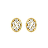 LADIES EARRINGS 0.20CT ROUND/BAGUETTE DIAMOND 10K YELLOW GOLD