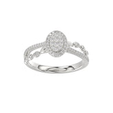 Adies 0.25Ct Round Diamond Sterling Silver White Promise Ring � Halo Oval Design With Split Shank, Elegant Women�S Jewelry