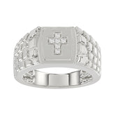 �Elegant Men�S Fashion Ring 0.10Ct Round Diamond Sterling Silver White Luxury Statement Jewelry For Men