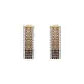 LADIES HOOPS EARRING 1.50CT ROUND/ROUND DARK BROWN DIAMOND 14K YELLOW GOLD