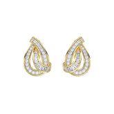 LADIES EARRING 0.20CT ROUND/BAGUETTE DIAMOND 10K YELLOW GOLD