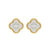 LADIES EARRING 0.25CT ROUND/BAGUETTE DIAMOND 10K YELLOW GOLD