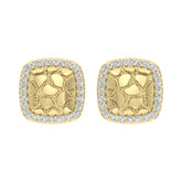 �Ladies Nugget Halo Fashion Earrings 0.25Ct Round Diamond 10K Yellow Gold � Fashionable Women�S Jewelry Gift