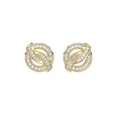 LADIES EARRING 0.20CT ROUND/BAGUETTE DIAMOND 10K YELLOW GOLD