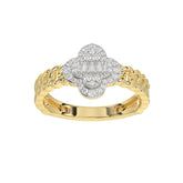 LADIES RING 0.25CT ROUND/BAGUETTE DIAMOND 10K YELLOW GOLD