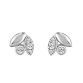 Elegance Ladies Round Diamond Cluster Fashion Earrings In 10K White Gold – Marquise Design