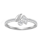 Elegance Ladies Round Diamond Cluster Fashion Ring In 10K White Gold – Marquise Design