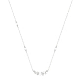 Elegant 14K White Gold Ladies Necklace With Pearl Centerpiece And Round Diamond Accents 0.16Ct. Perfect For Everyday Elegance Or Gifting.