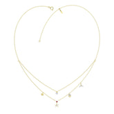 LADIES NECKLACE 0.16CT ROUND/PEARL DIAMOND 14K YELLOW GOLD