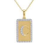 Elegant Ladies 0.20Ct Round Diamond “C Alphabet Fashion Pendant With Chain – 10K Yellow Gold