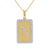 Elegant Ladies 0.20Ct Round Diamond “N Alphabet Fashion Pendant With Chain – 10K Yellow Gold