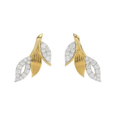 Elegant 10K Yellow Gold Petal Swag Stud Earrings From Emori Featuring 0.25 Ct Round Diamonds. A Sparkling And Feminine Fine Jewelry Design For Women.