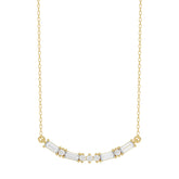 Luxury 10K Yellow Gold Ladies Necklace With Sparkling Round And Baguette Diamonds. A Refined 0.15 Ct Jewelry Design For Her.