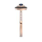 Elegant 14K Rose Gold Fashion Ring Featuring 0.55 Ct Round Diamonds In Blue And Dark Brown Tones. A Bold And Modern Fine Jewelry Piece For Women.