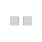 Sterling Silver White 0.25CT Round Diamond Yuva Square Cluster Earrings Women’S Fine Jewelry