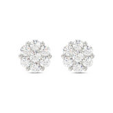 LADIES FLOWER EARRINGS 0.15CT ROUND DIAMOND 10K WHITE GOLD