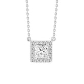 LADIES NECKLACE 1CT ROUND/PRINCESS DIAMOND 14K WHITE GOLD (CENTER STONE PRINCESS DIAMOND 3/4CT )