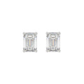 14K WHITE GOLD 2CT EMERALD DIAMOND LADIES SOLITAIRE EARRINGS