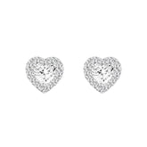14K WHITE GOLD1 3/8CT ROUND / HEART DIAMOND LADIES EARRINGS (CENTER STONE HEART DIAMOND 1CT )