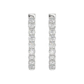 LADIES HOOP EARRINGS 5CT ROUND DIAMOND 14K WHITE GOLD