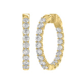 LADIES HOOP EARRINGS 5CT ROUND DIAMOND 14K YELLOW GOLD