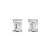 LADIES SOLITAIRE EARRINGS 3CT EMERALD DIAMOND 14K WHITE GOLD