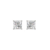 LADIES SOLITAIRE EARRINGS 2CT PRINCESS DIAMOND 14K WHITE GOLD
