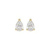 LADIES SOLITAIRE EARRINGS 1 1/2CT PEAR DIAMOND 14K YELLOW GOLD