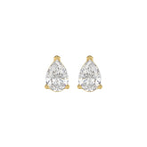 LADIES SOLITAIRE EARRINGS 1 1/2CT PEAR DIAMOND 14K YELLOW GOLD