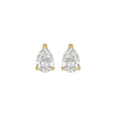 LADIES SOLITAIRE EARRINGS 1 1/2CT PEAR DIAMOND 14K YELLOW GOLD