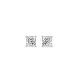 LADIES SOLITAIRE EARRINGS 1/2CT PRINCESS DIAMOND 14K WHITE GOLD (CENTER STONE PRINCESS DIAMOND 1/4CT )