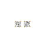 LADIES SOLITAIRE EARRINGS 1/2CT PRINCESS DIAMOND 14K YELLOW GOLD (CENTER STONE PRINCESS DIAMOND 1/4CT )