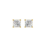 LADIES SOLITAIRE EARRINGS 1 1/2CT PRINCESS DIAMOND 14K YELLOW GOLD (CENTER STONE PRINCESS DIAMOND 3/4CT)