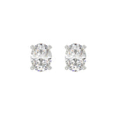 LADIES SOLITAIRE EARRINGS 3CT OVAL DIAMOND 14K WHITE GOLD (CENTER STONE OVAL DIAMOND 1 1/2CT )