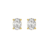LADIES SOLITAIRE EARRINGS 3CT OVAL DIAMOND 14K YELLOW GOLD (CENTER STONE OVAL DIAMOND 1 1/2CT )